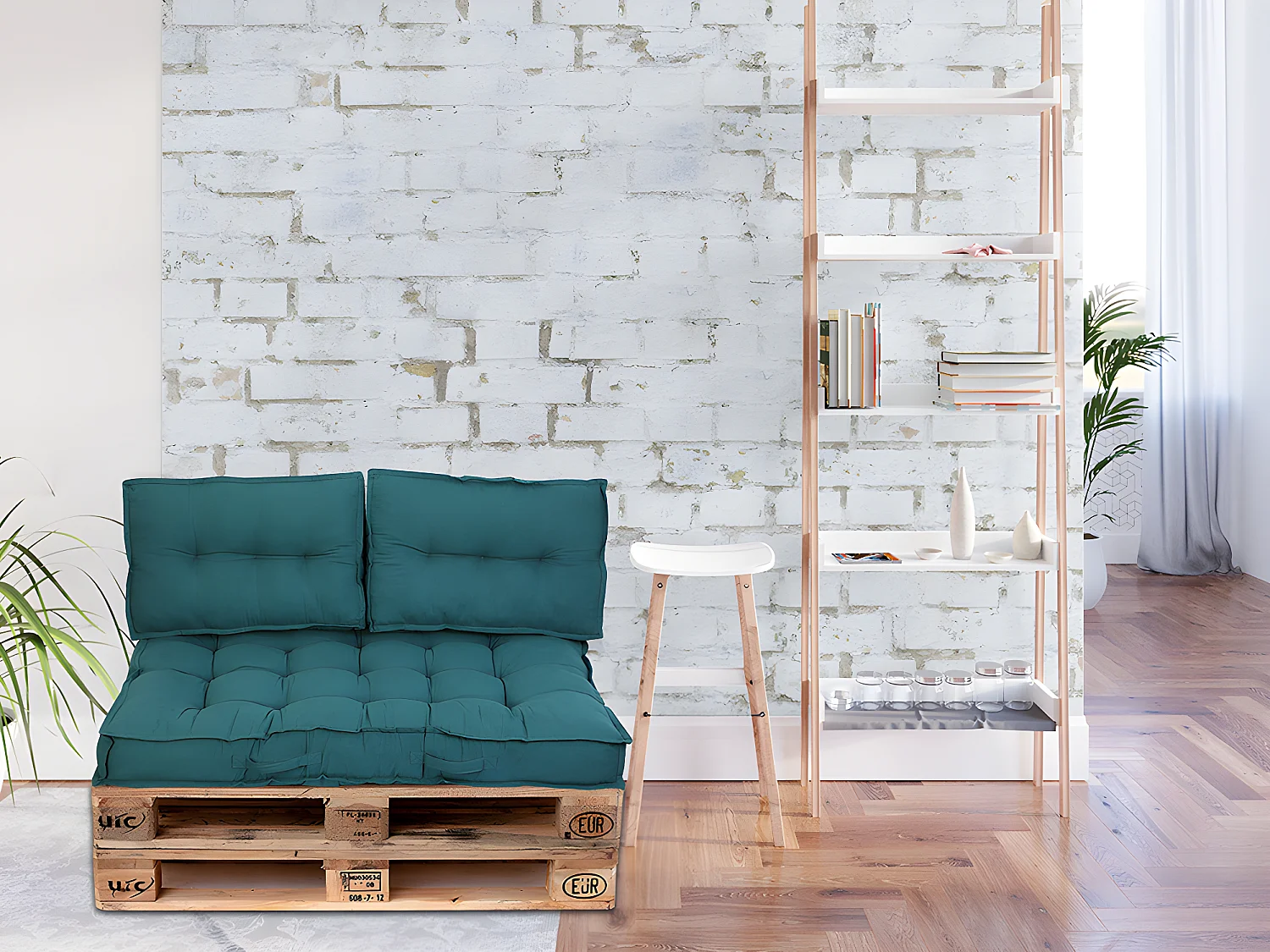 Bomullspallkudde - L. 120 x B. 80 cm - Blå - BAILA