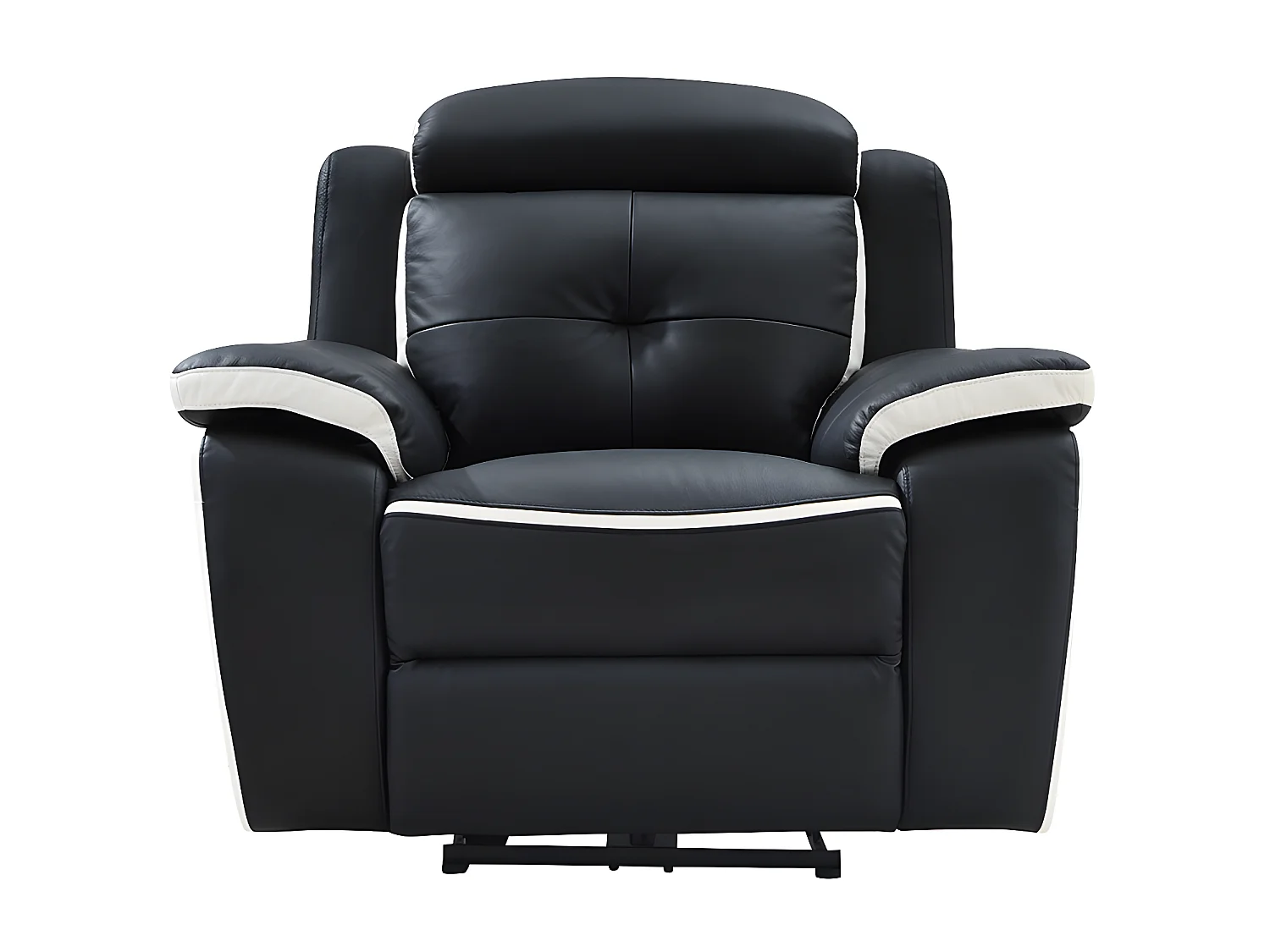 Elektrische drie- en tweezits relaxbank en -fauteuil van leer ANGELIQUE - Zwart/wit