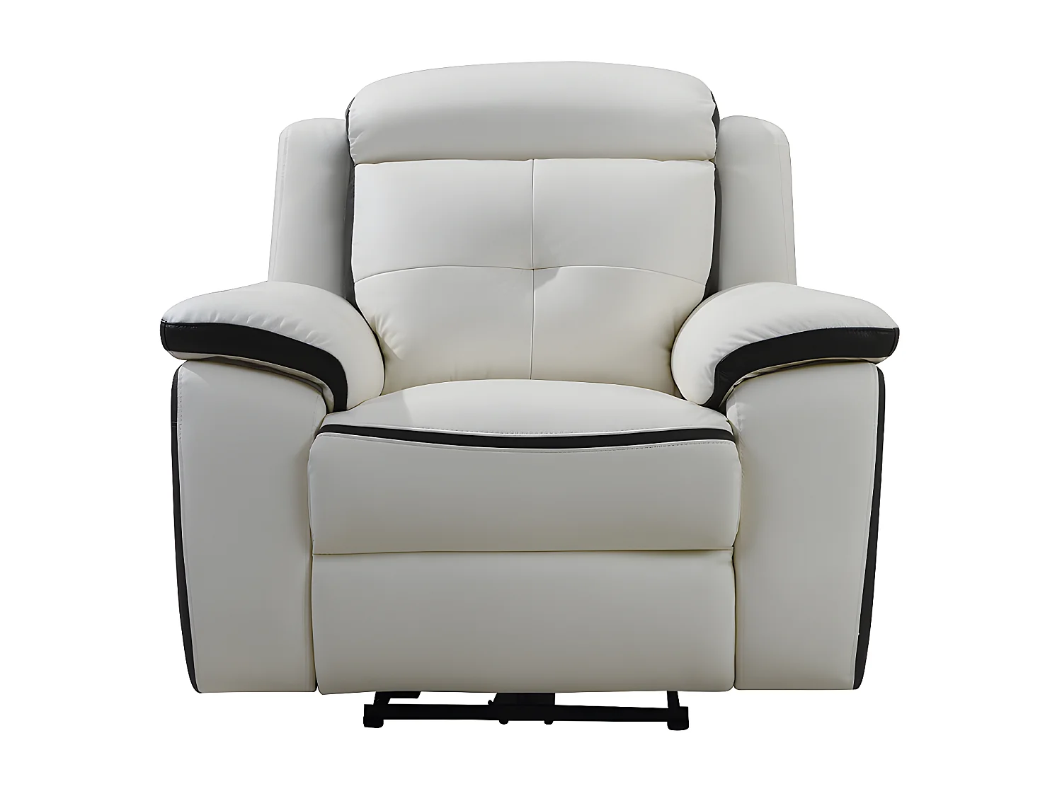 Elektrische drie- en tweezits relaxbank en -fauteuil van leer ANGELIQUE - Wit/ antraciet