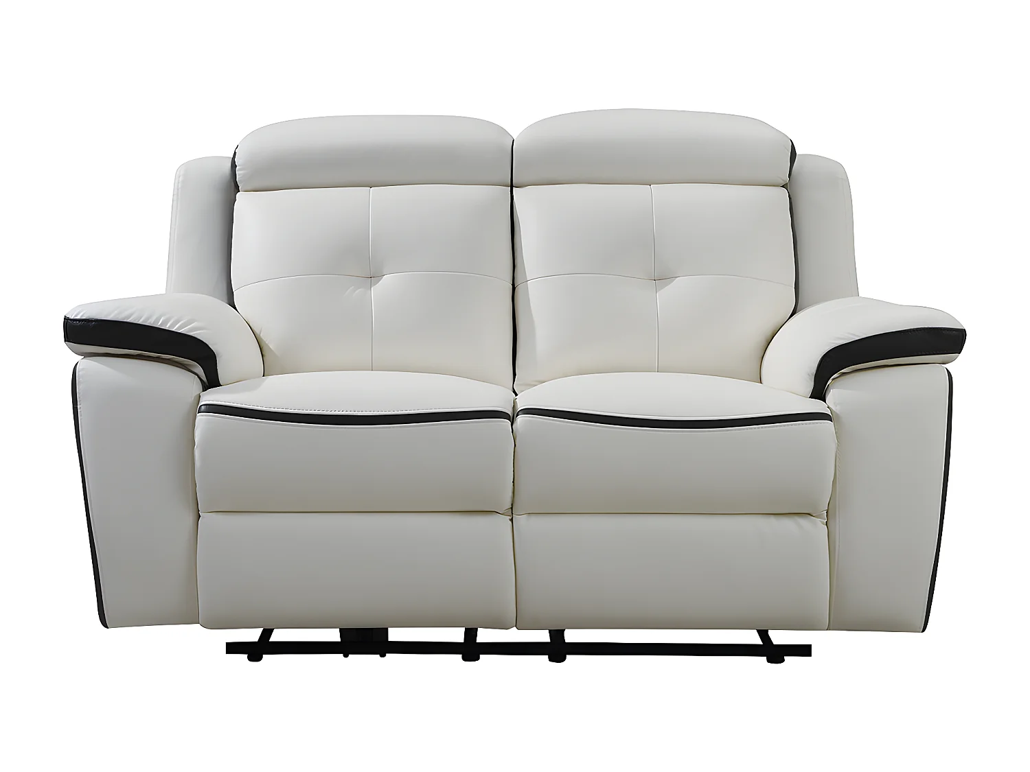 Canapés 3 places et 2 places relax électrique en cuir ANGELIQUE - Blanc/anthracite