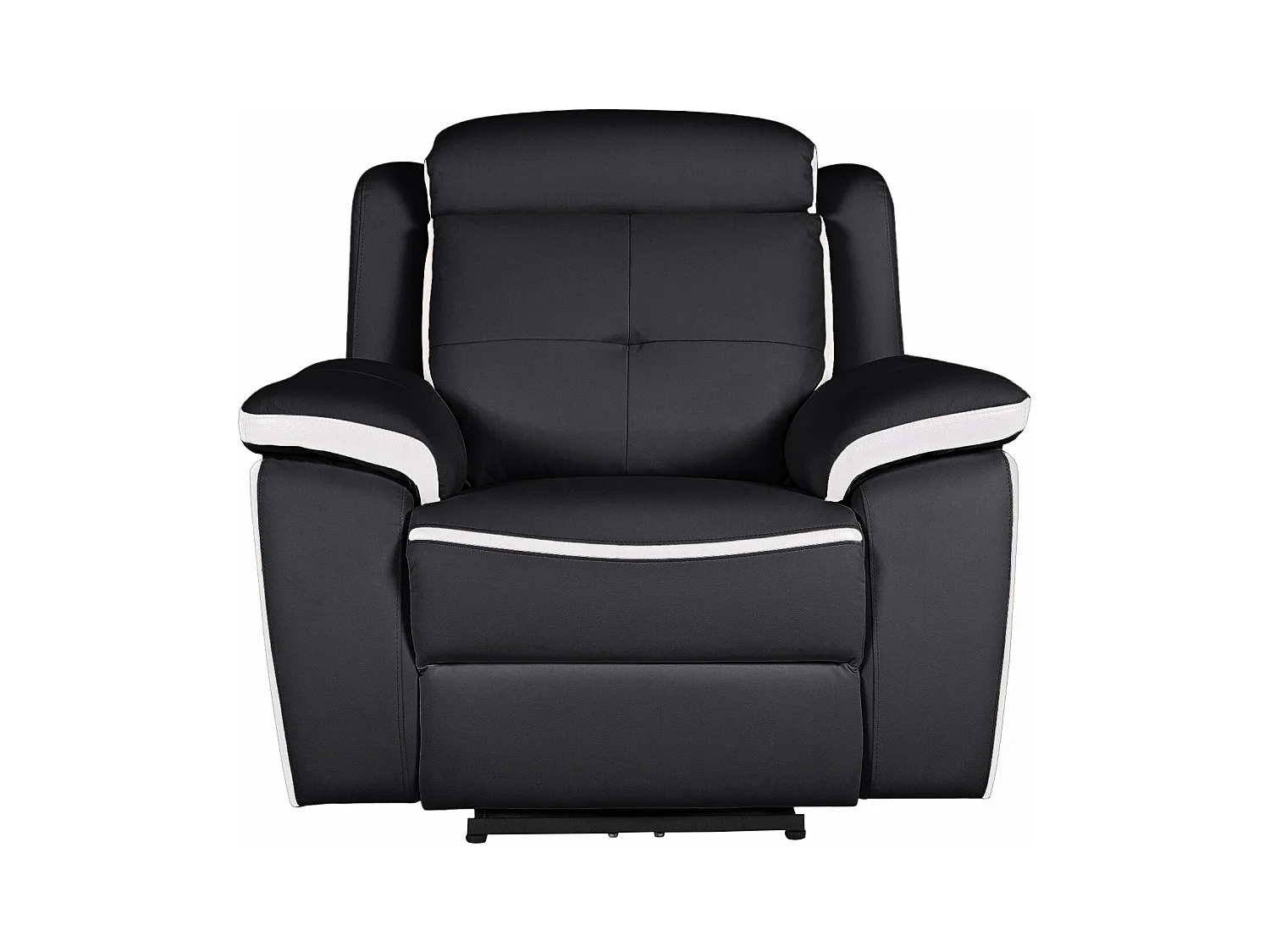 Elektrische driezits relaxbank en -fauteuil van leer ANGELIQUE - Zwart/wit