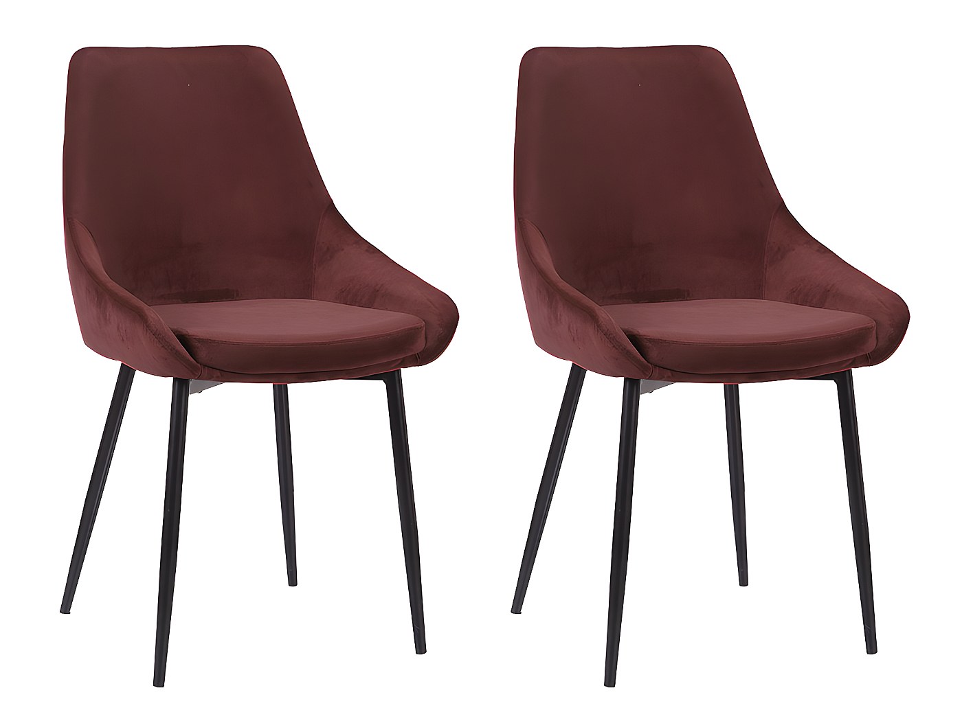 Juego 2 sillas MASURIE - Terciopelo - Burdeos