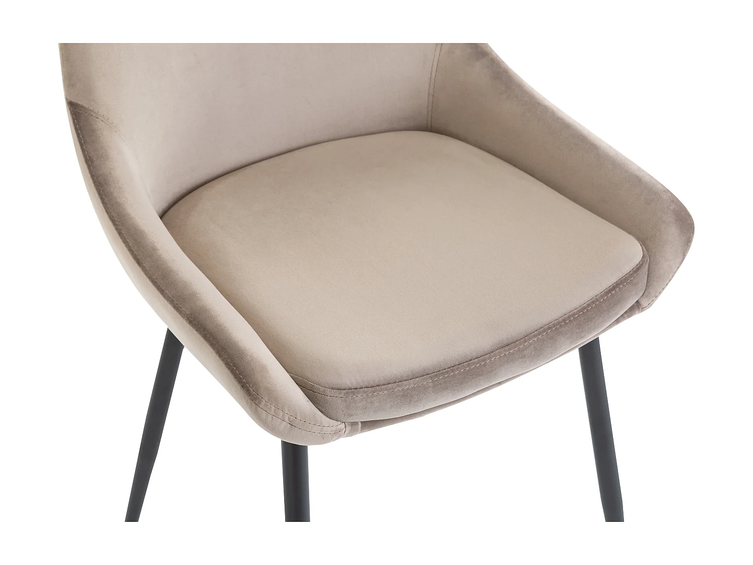 Lot de 2 chaises - Velours et métal noir - Taupe - MASURIE