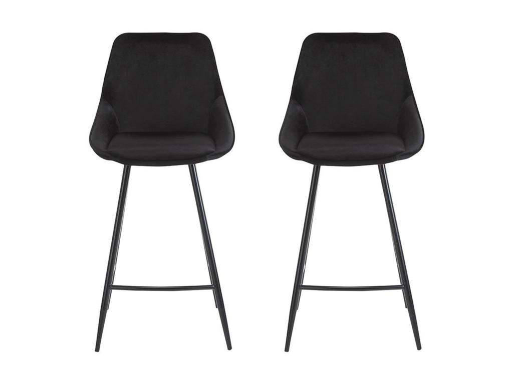 Barhocker 2er-Set - Samt - Schwarz - MASURIE günstig online kaufen