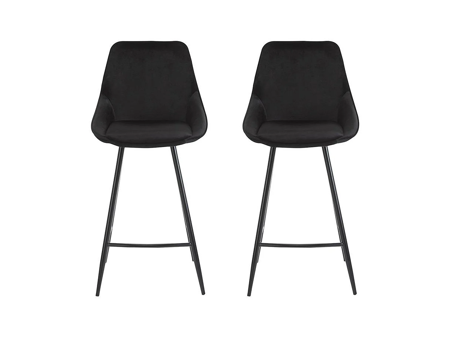 Lot de 2 tabourets de bar - Velours - Noir - MASURIE