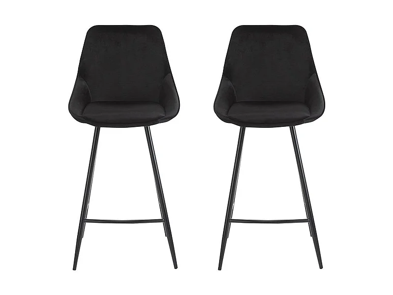 Lot de 2 tabourets de bar - Velours - Noir - MASURIE