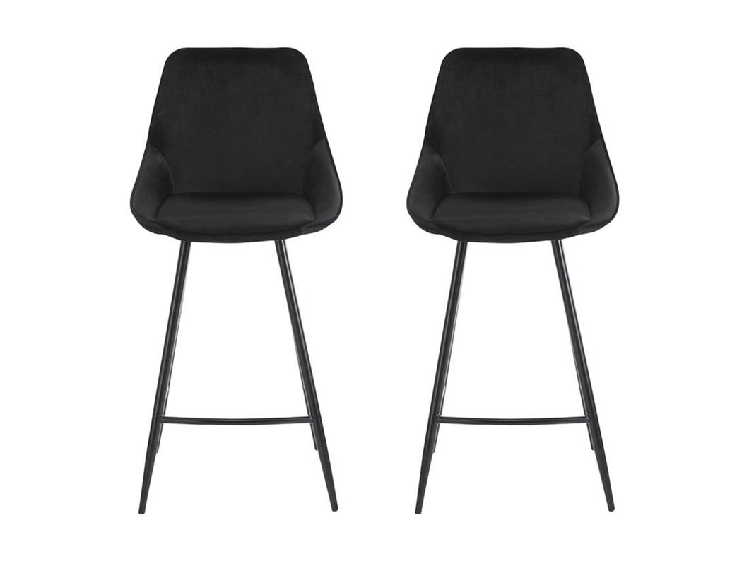 Lot de 2 tabourets de bar - Velours - Noir - MASURIE