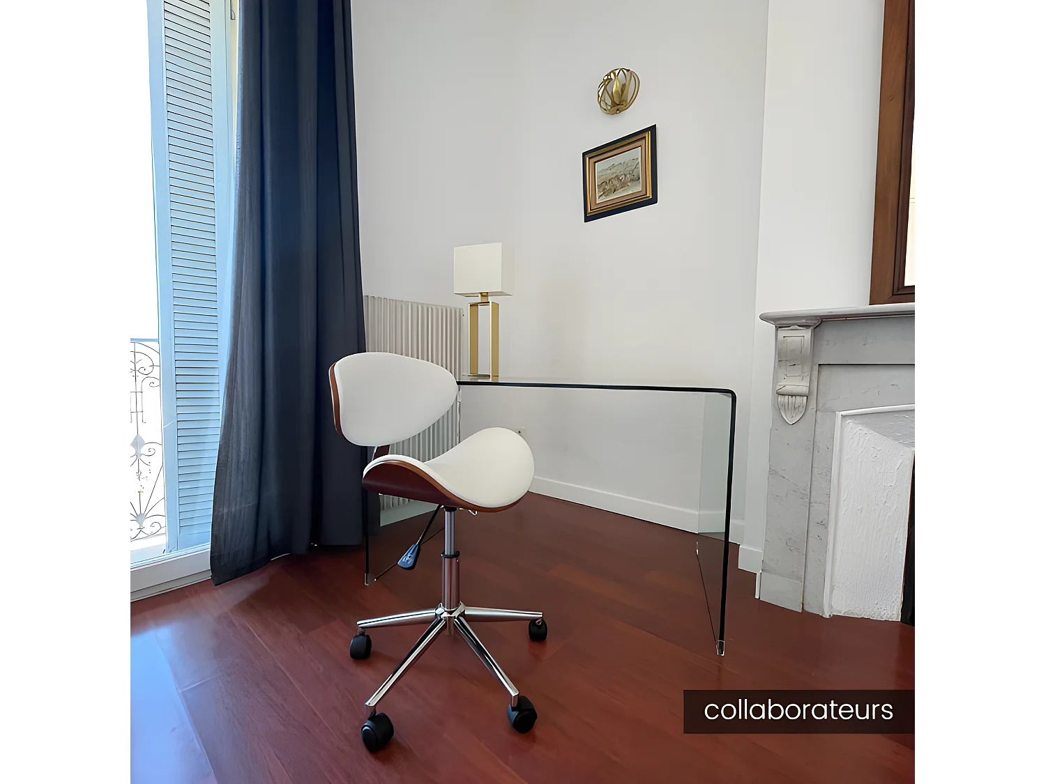 Chaise de bureau MONTENEGRO - Hauteur Ajustable - Simili - Noyer et Blanc