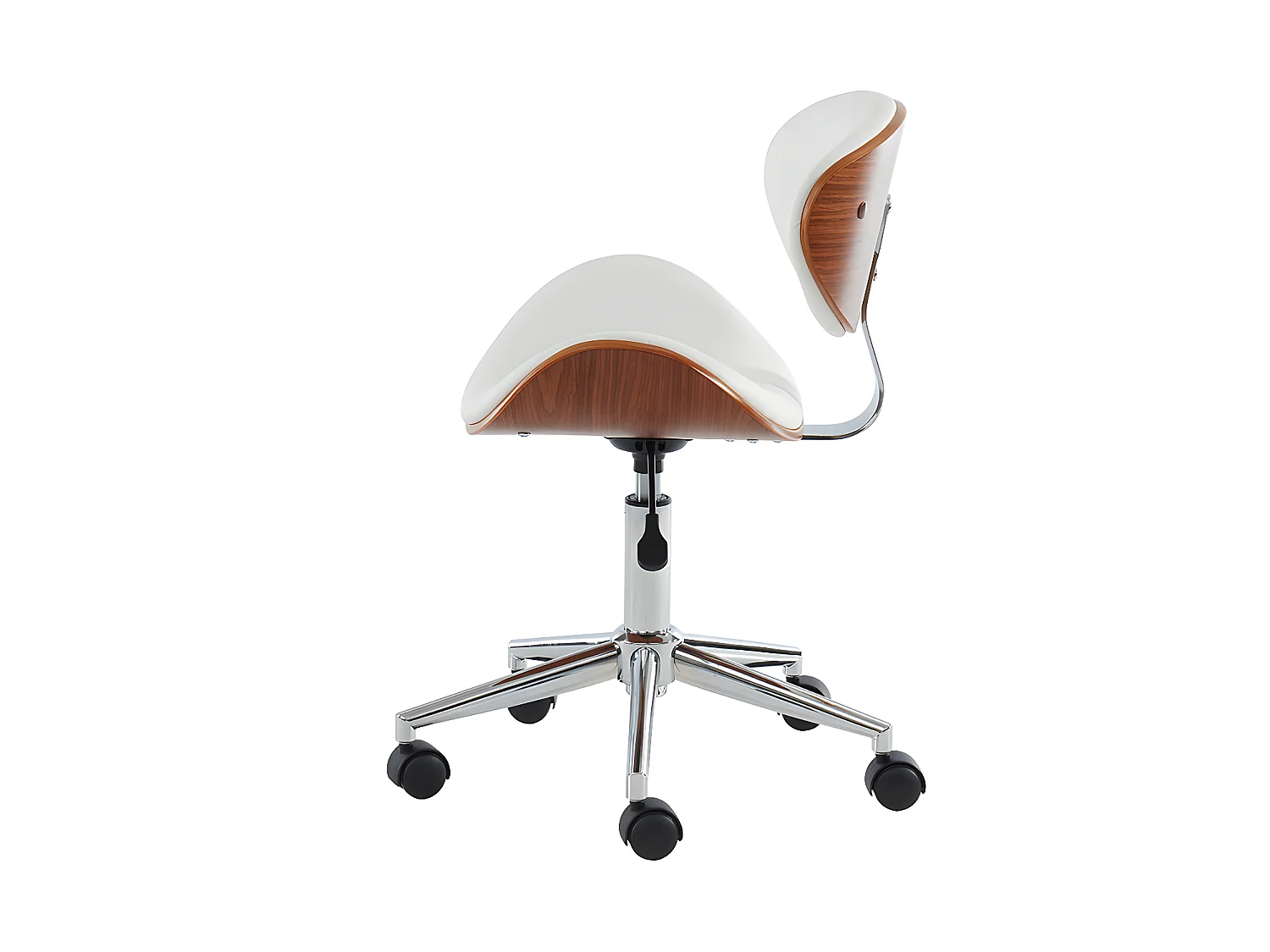 Chaise de bureau MONTENEGRO - Hauteur Ajustable - Simili - Noyer et Blanc