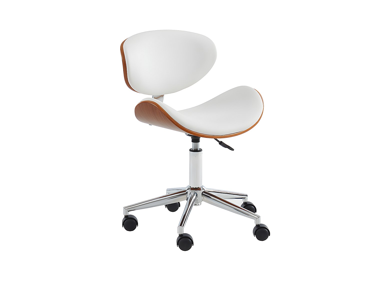 Bürostuhl höhenverstellbar - Kunstleder - Weiß & Nussbaum - MONTENEGRO günstig online kaufen