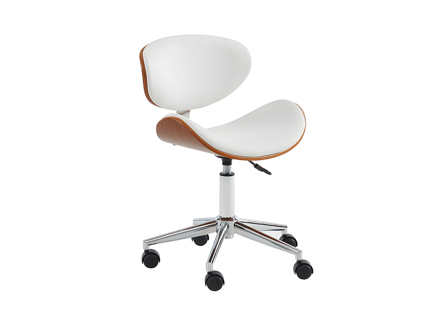 Chaise de bureau MONTENEGRO - Hauteur Ajustable - Simili - Noyer et Blanc