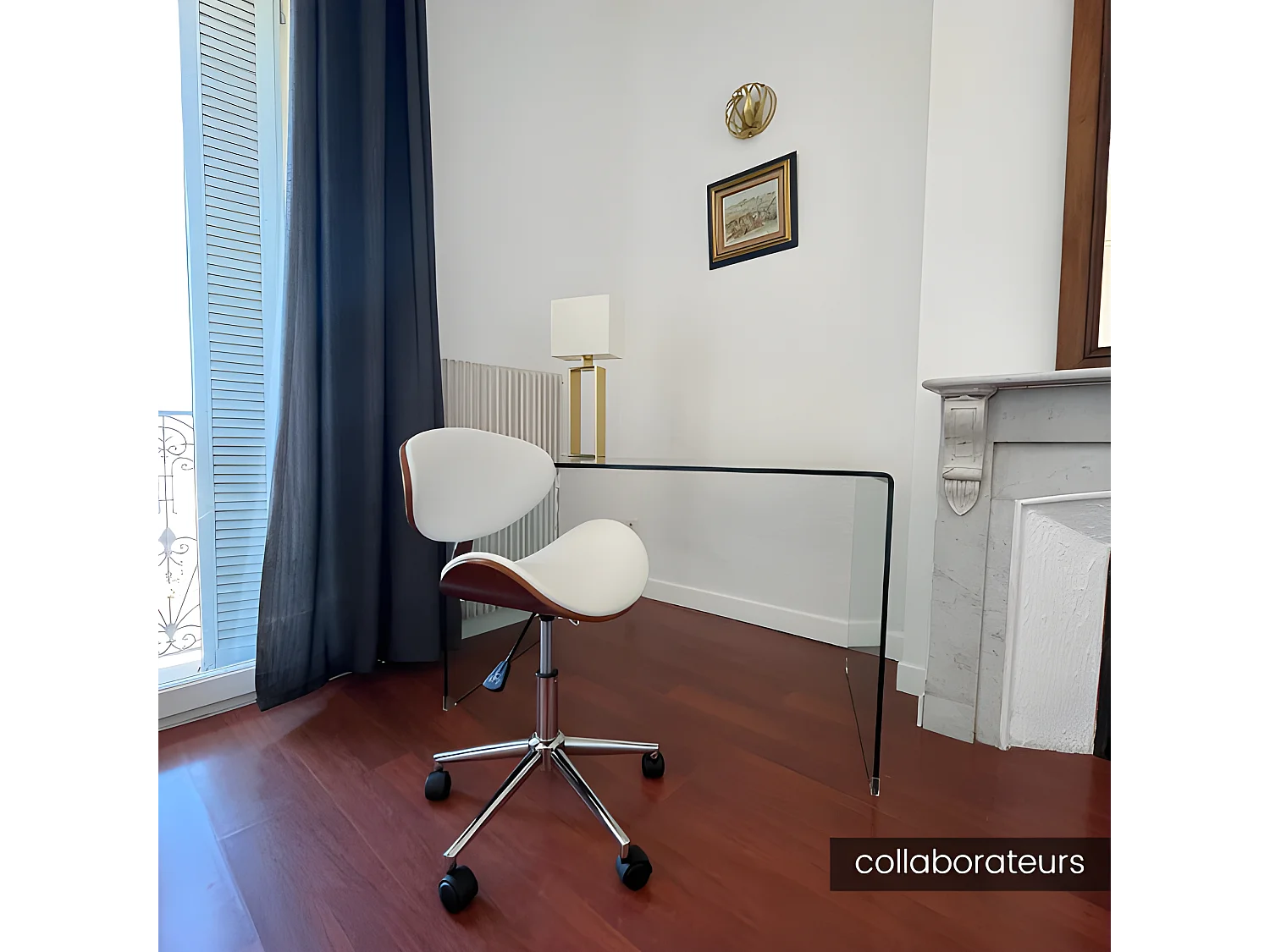 Chaise de bureau MONTENEGRO - Hauteur Ajustable - Simili - Noyer et Blanc