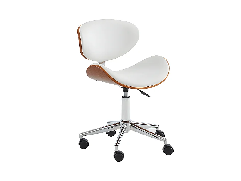 Kontorstol MONTENEGRO - Justerbar høyde - Kunstskinn - Valnøtt og Hvit