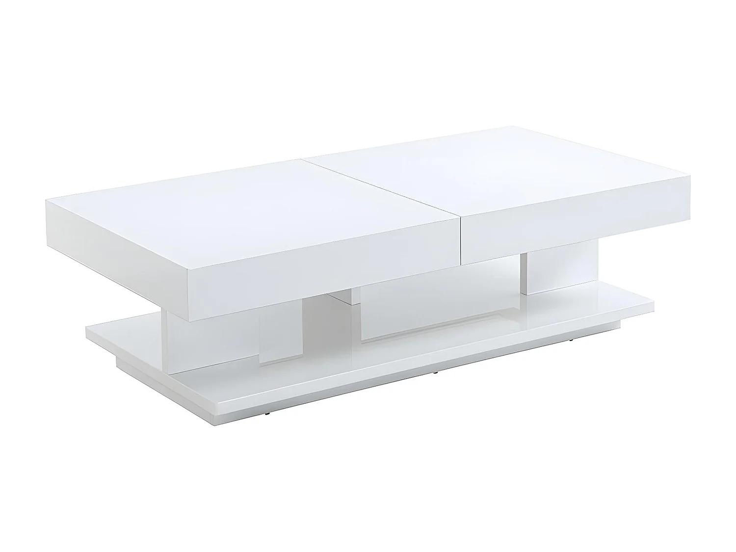 Table basse ARAMIS avec rangements - MDF laqué blanc