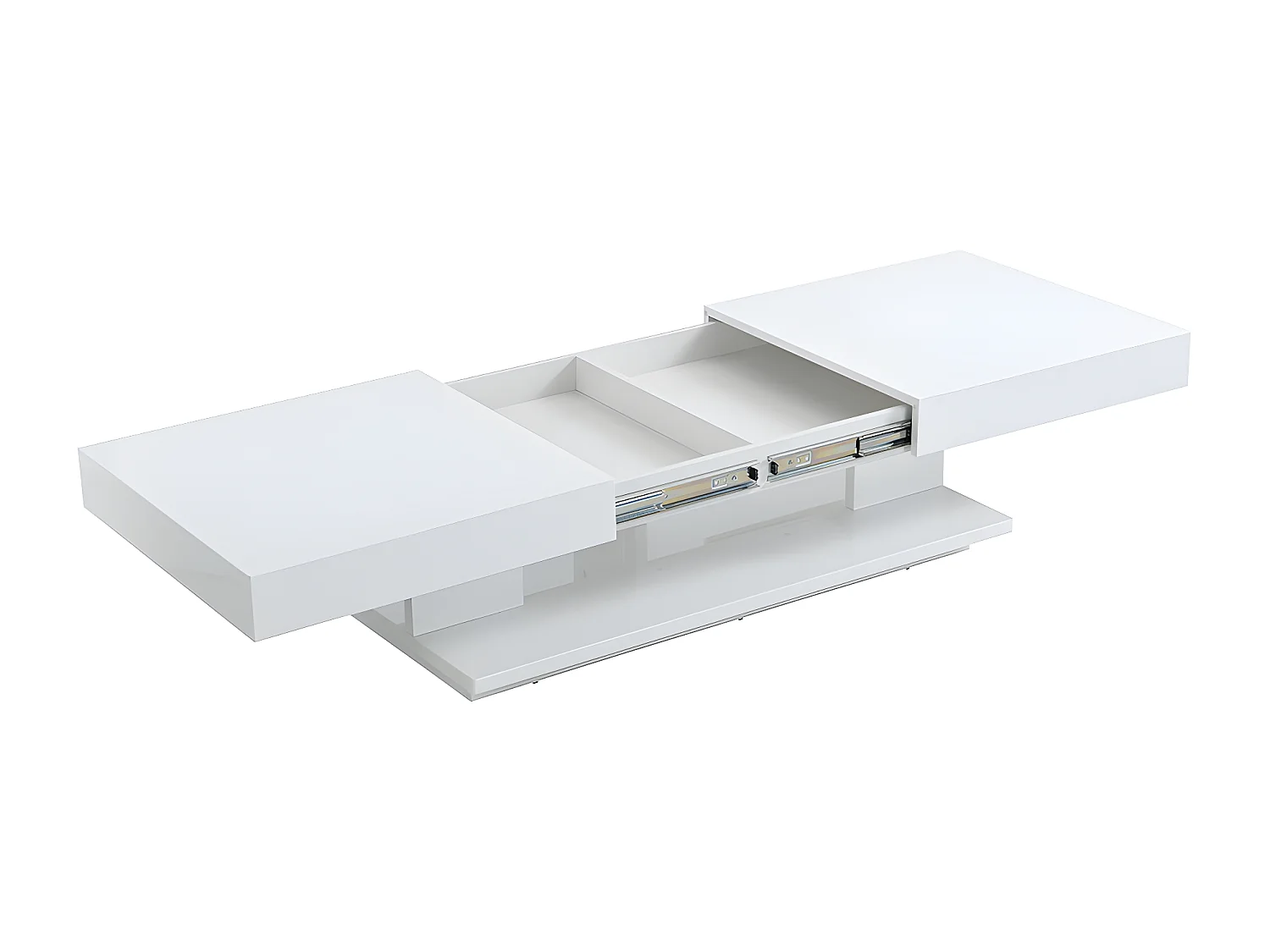 Table basse ARAMIS avec rangements - MDF laqué blanc