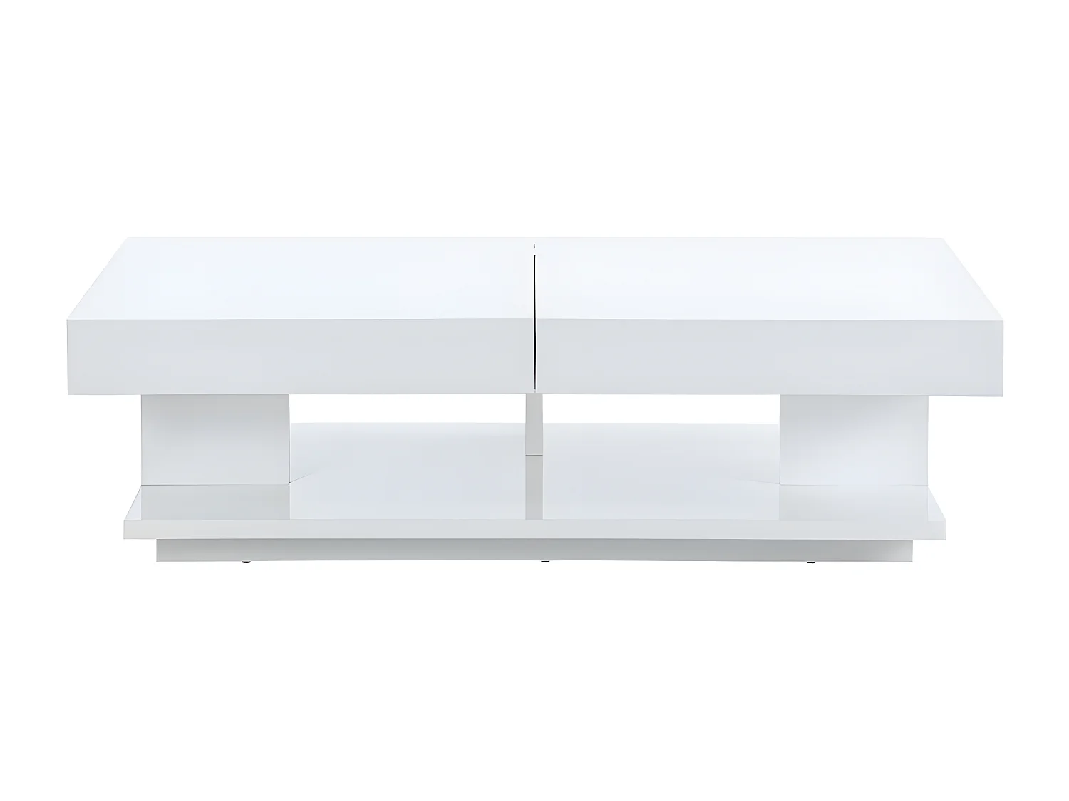 Table basse ARAMIS avec rangements - MDF laqué blanc