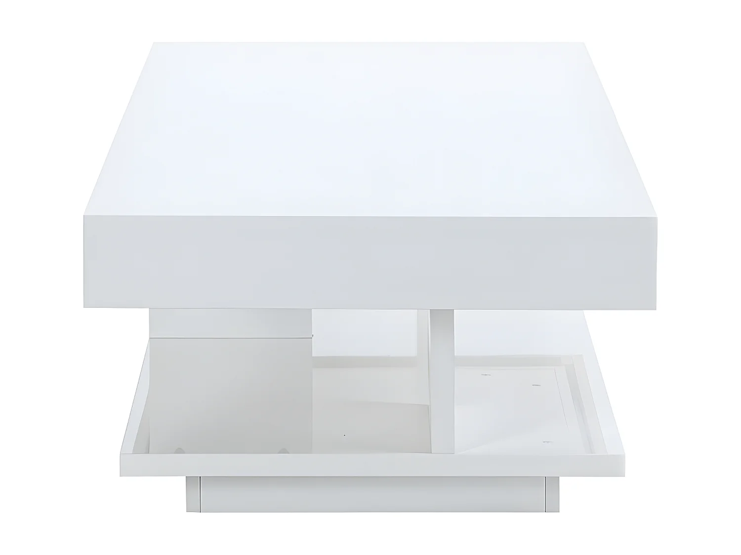Table basse ARAMIS avec rangements - MDF laqué blanc