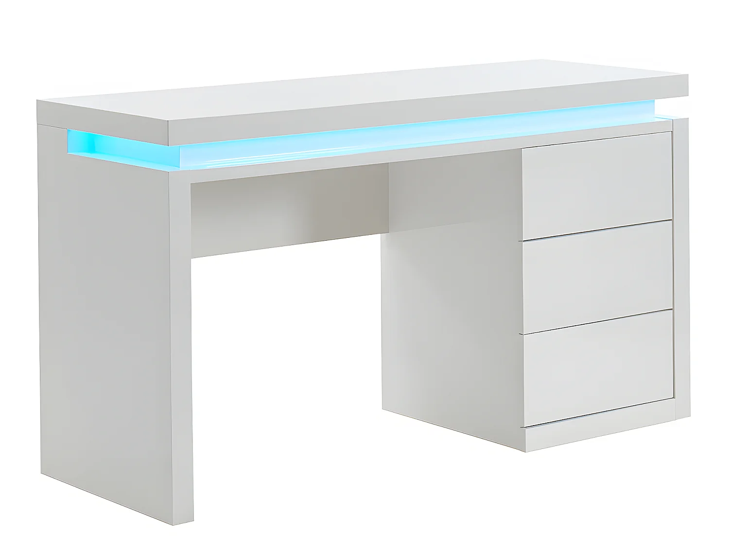 Bureau EMERSON - 3 lades - Wit gelakt MDF - Met led-lampjes