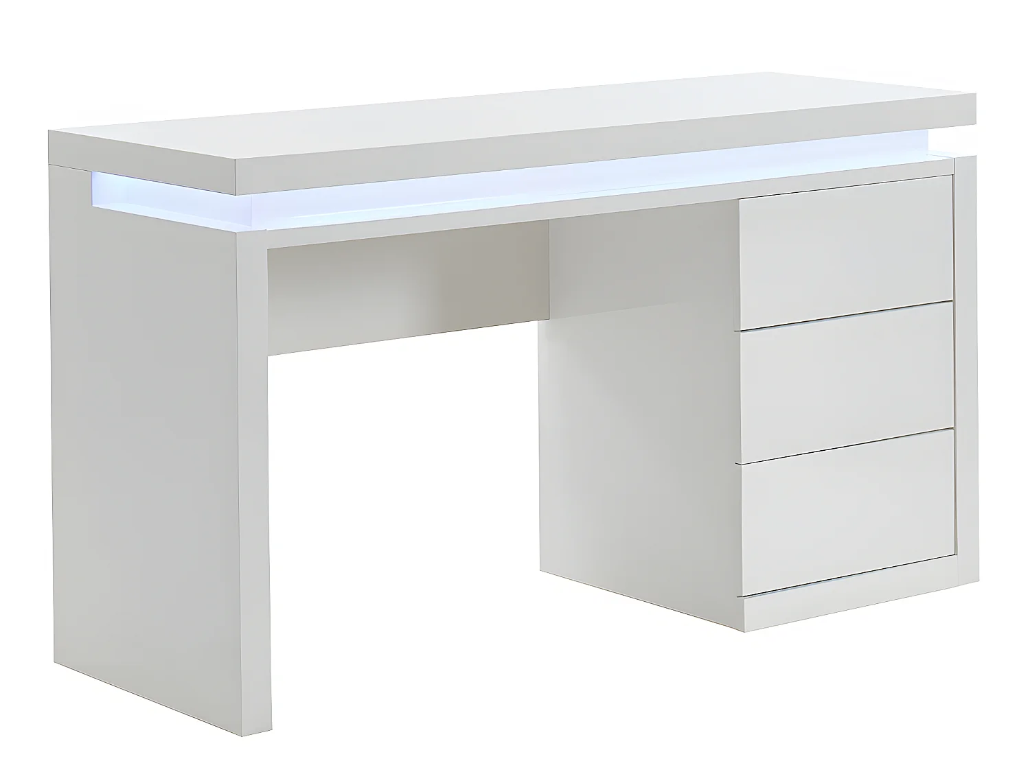 Bureau EMERSON - 3 lades - Wit gelakt MDF - Met led-lampjes