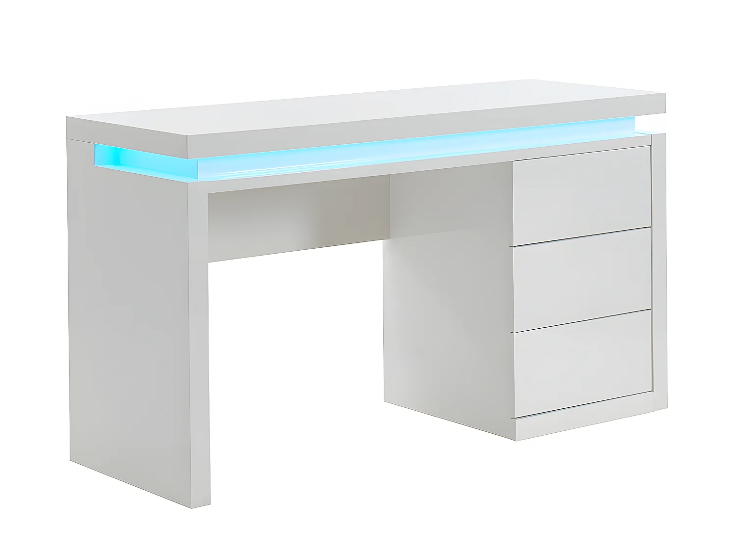Scrivania - 3 cassetti - LED - MDF laccato bianco - EMERSON