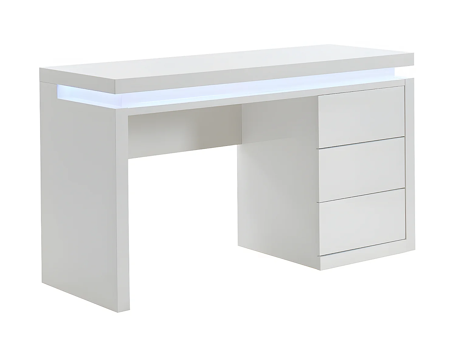 Scrivania - 3 cassetti - LED - MDF laccato bianco - EMERSON