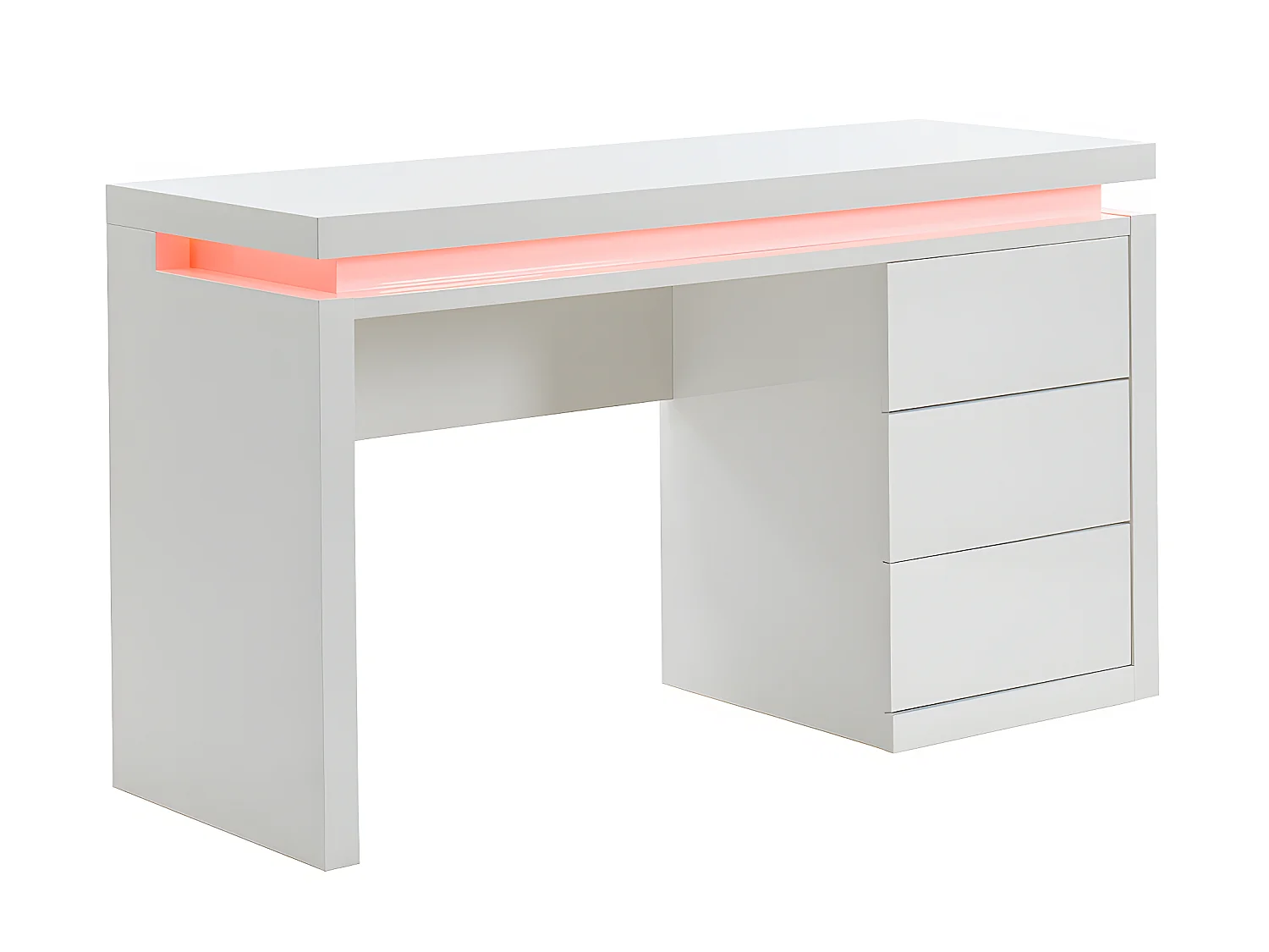 Scrivania - 3 cassetti - LED - MDF laccato bianco - EMERSON