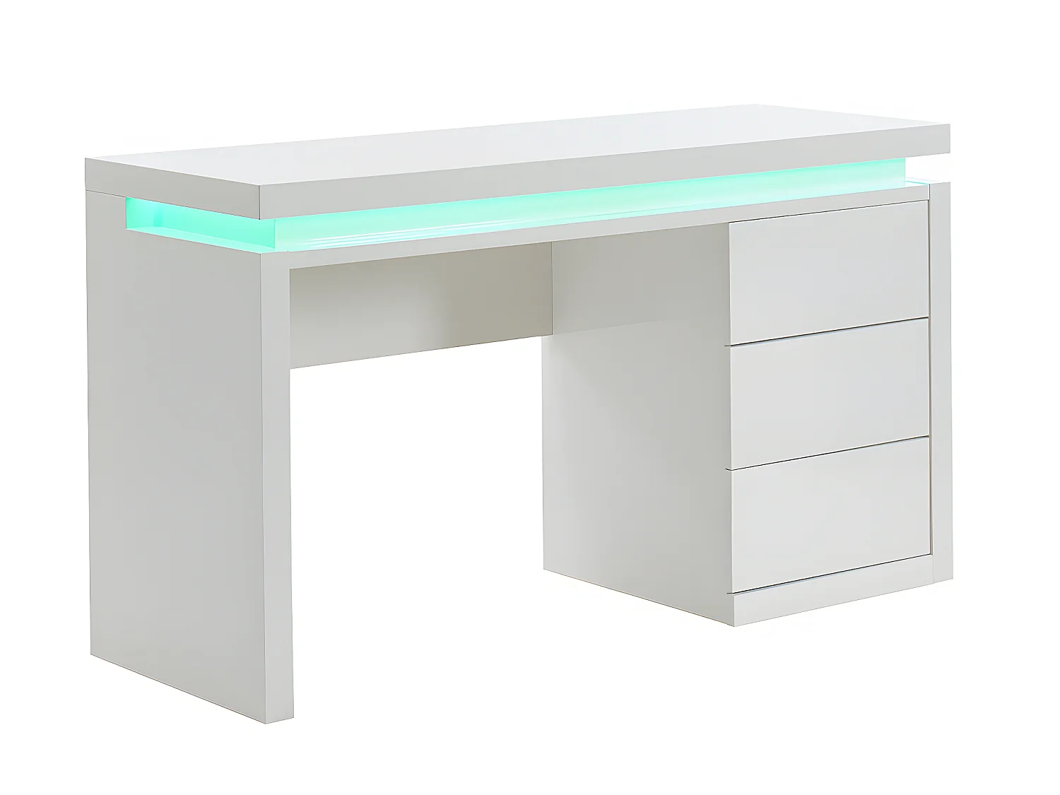 Scrivania - 3 cassetti - LED - MDF laccato bianco - EMERSON