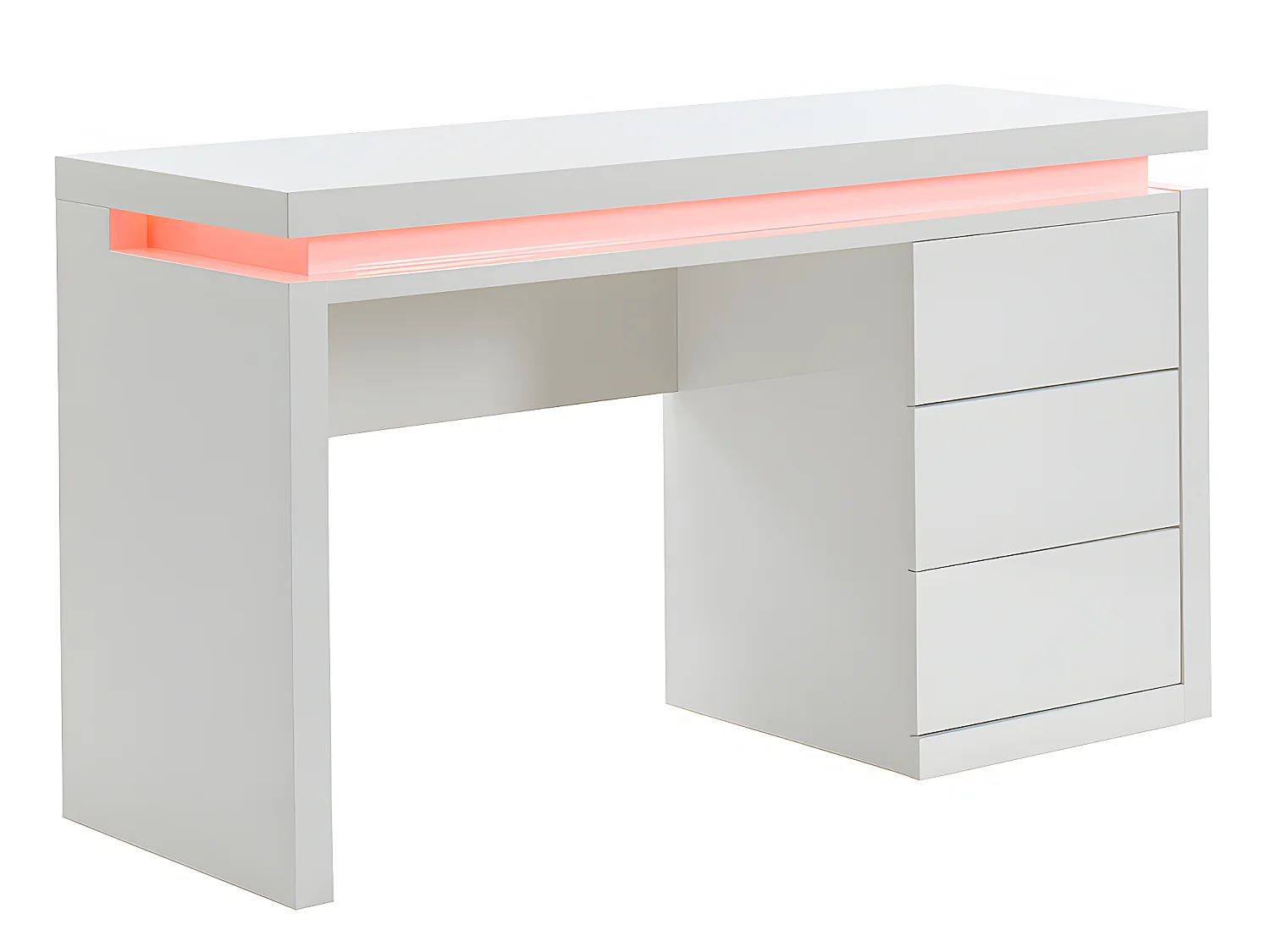 Schreibtisch mit 3 Schubladen & LED-Beleuchtung - MDF - Weiß - EMERSON