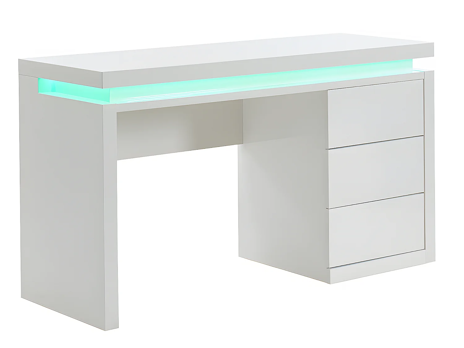 Schreibtisch mit 3 Schubladen & LED-Beleuchtung - MDF - Weiß - EMERSON