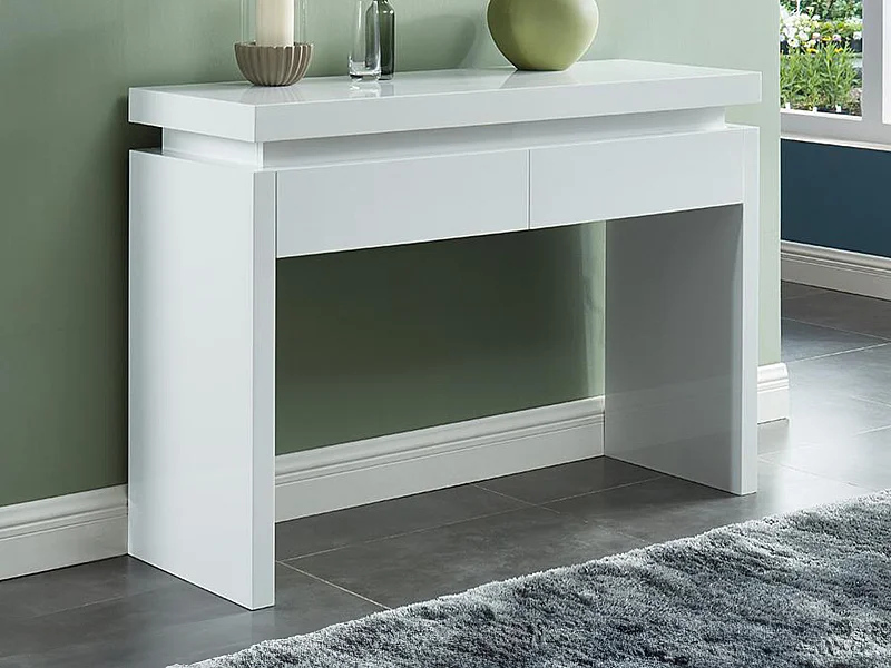 Consolle con 2 cassetti LED MDF laccato bianco - EMERSON