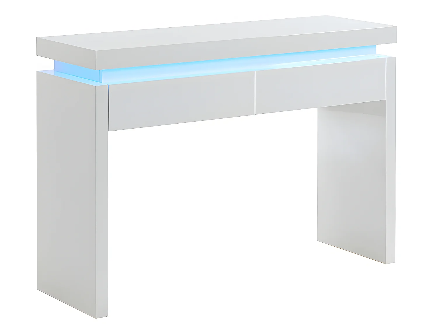 Console EMERSON II - LEDs - 2 tiroirs - MDF laqué blanc