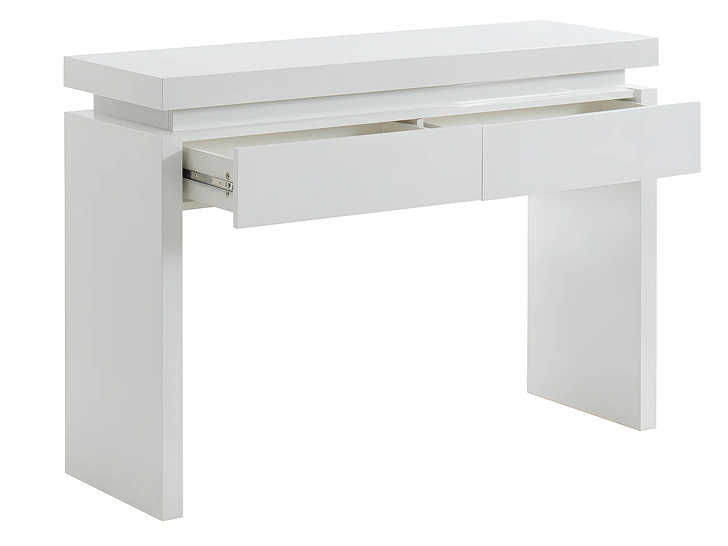 Console EMERSON II - LEDs - 2 tiroirs - MDF laqué blanc