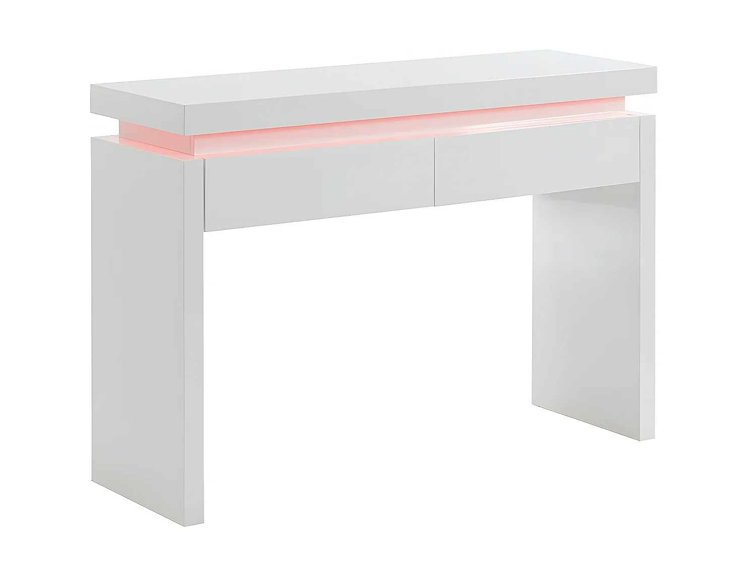 Consola com 2 gavetas - LEDs - MDF lacado a branco - EMERSON