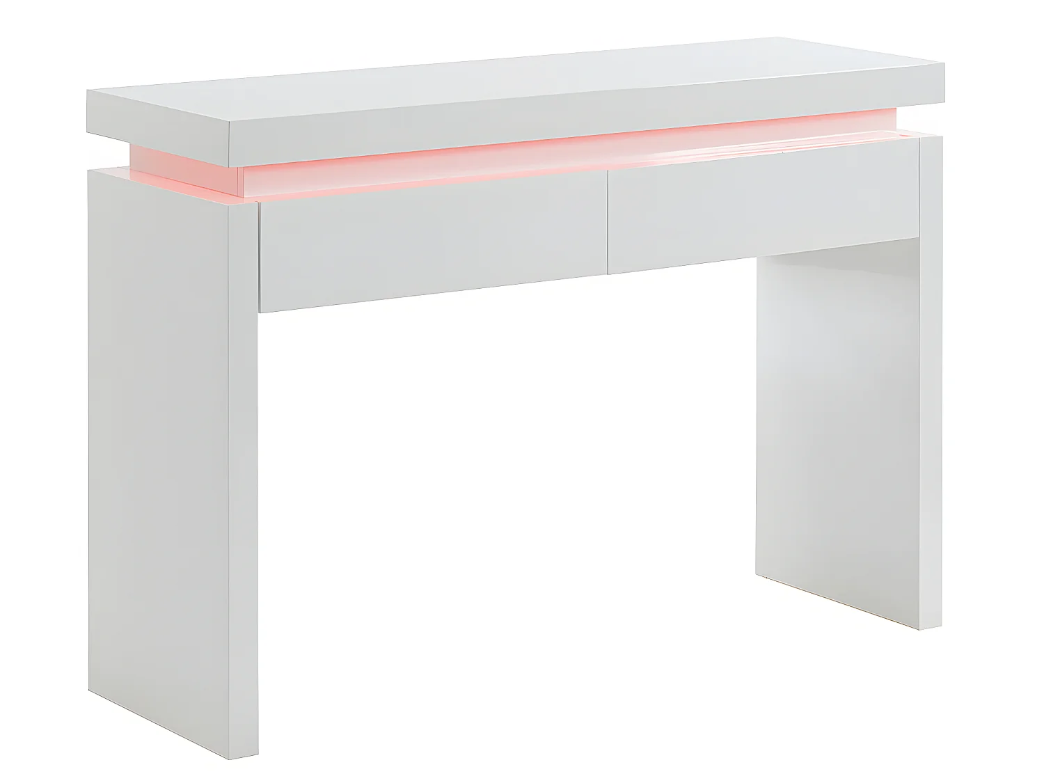 Konsola EMERSON – oświetlenie LED – 2 szuflady – MDF lakierowany w kolorze białym