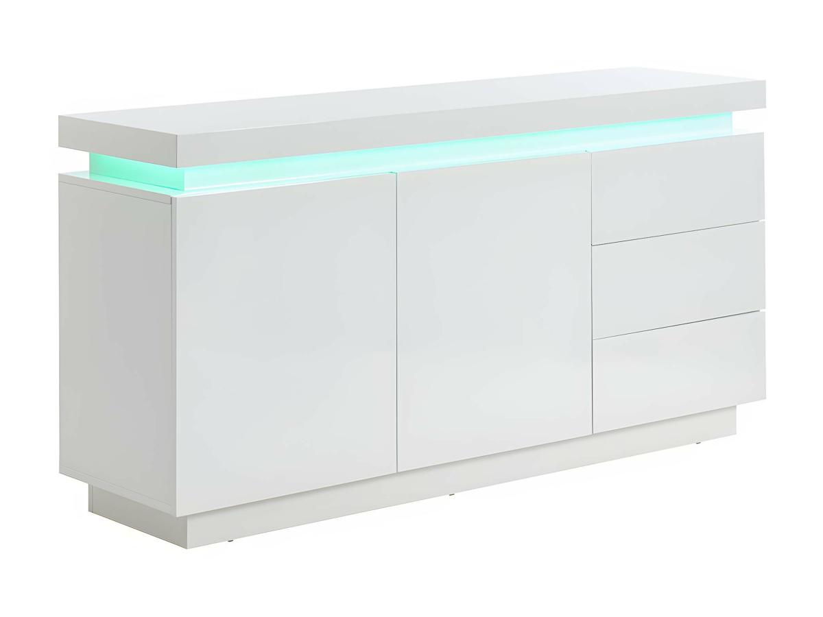 Sideboard mit 2 Türen & 3 Schubladen + LEDs - MDF - Weiß lackiert - EMERSON günstig online kaufen