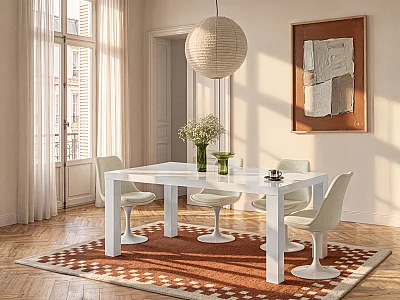 Eettafel MONICA - 6 zitplaatsen - Witgelakt MDF