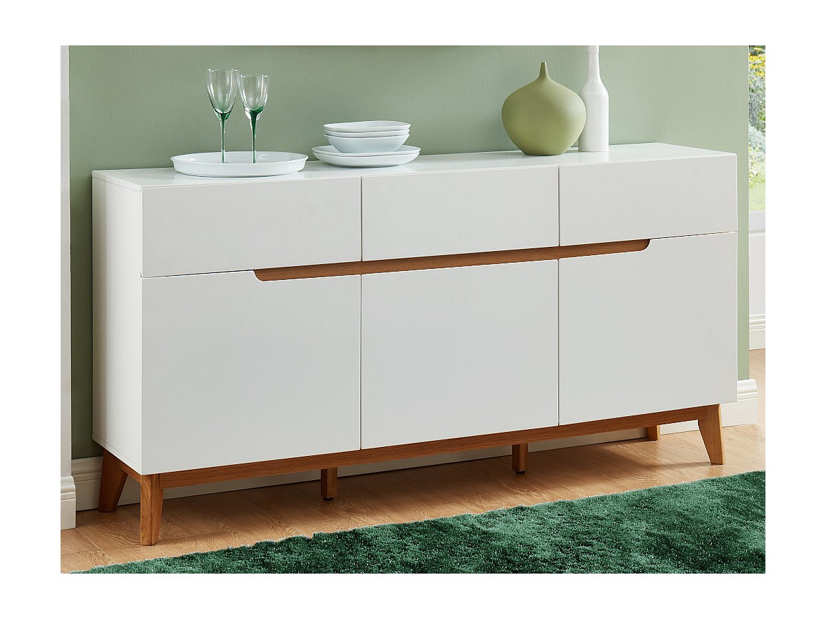 Sideboard LAPONI - 3 Türen&3 Schubladen - MDF lackiert Weiß