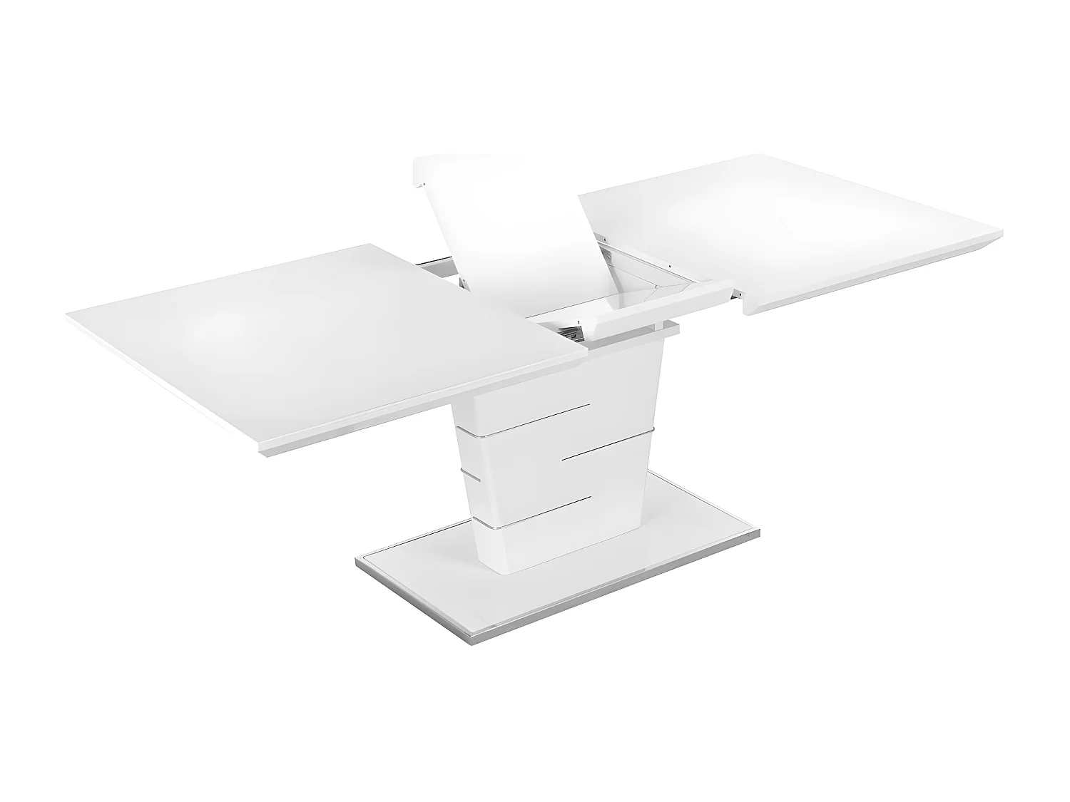 Esstisch ausziehbar - 6 bis 8 Personen - MDF lackiert - Weiß - AMELLE