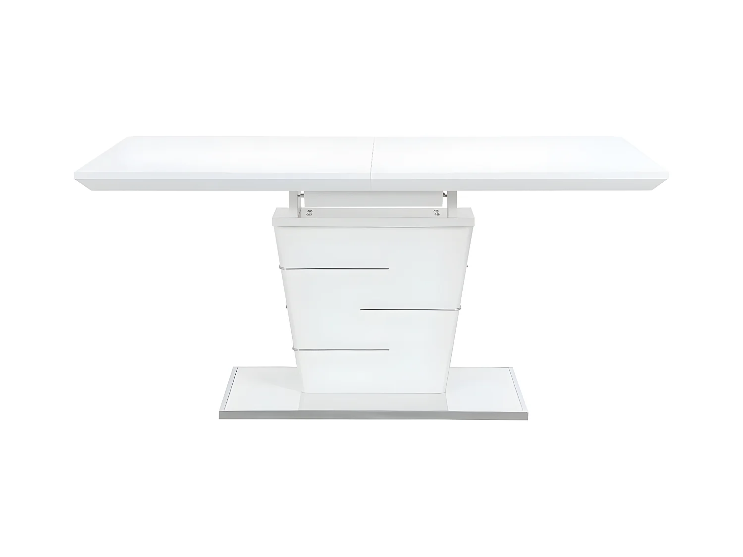 Table à manger extensible AMELLE - 6 à 8 personnes - MDF Laqué Blanc