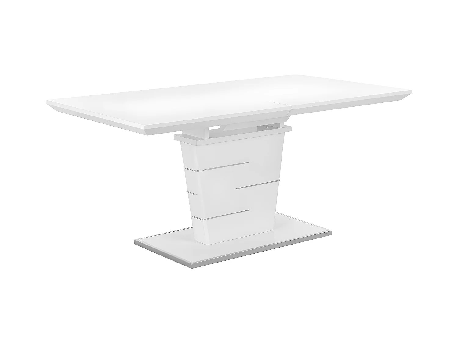 Table à manger extensible AMELLE - 6 à 8 personnes - MDF Laqué Blanc