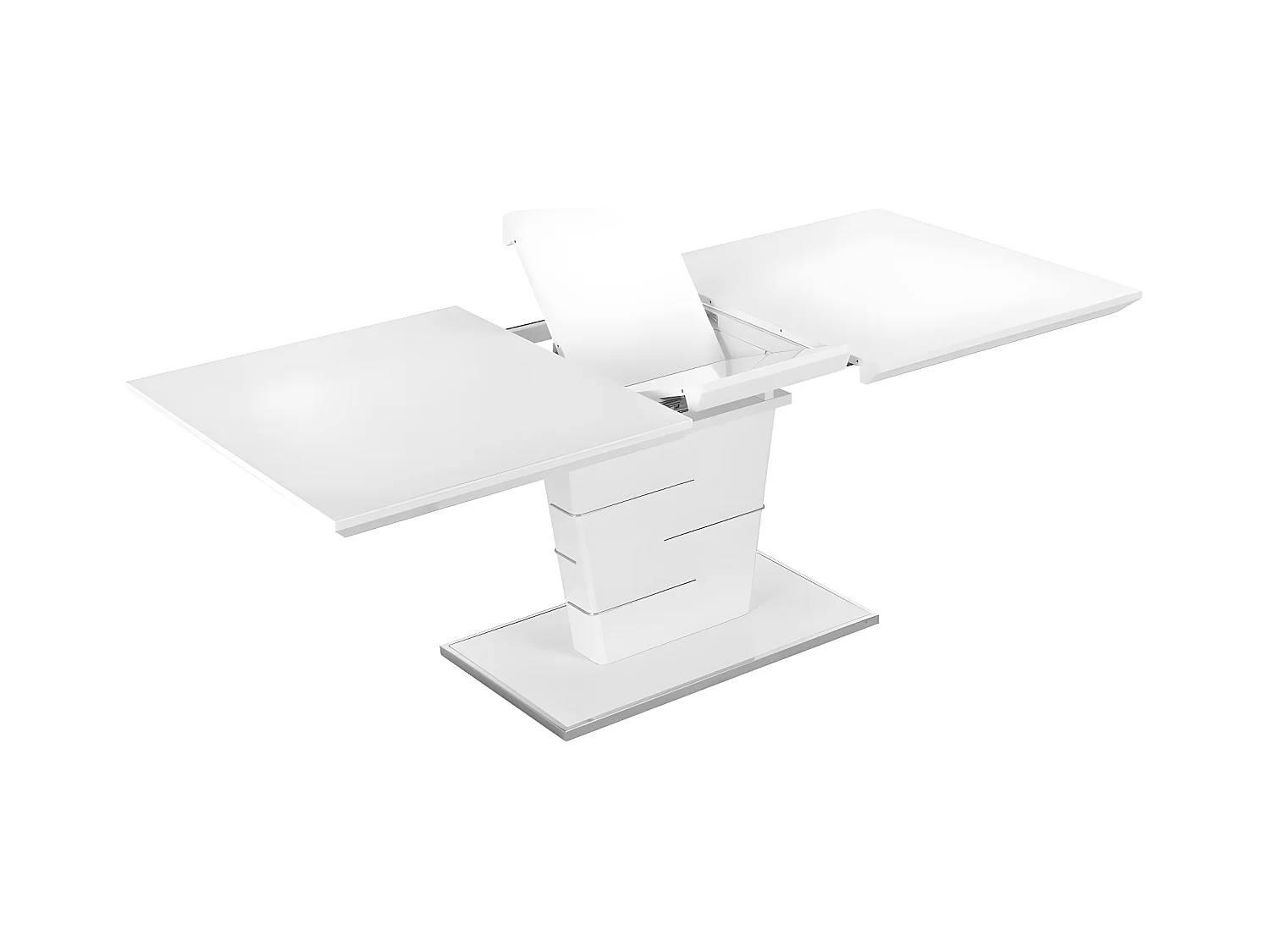 Table à manger extensible AMELLE - 6 à 8 personnes - MDF Laqué Blanc