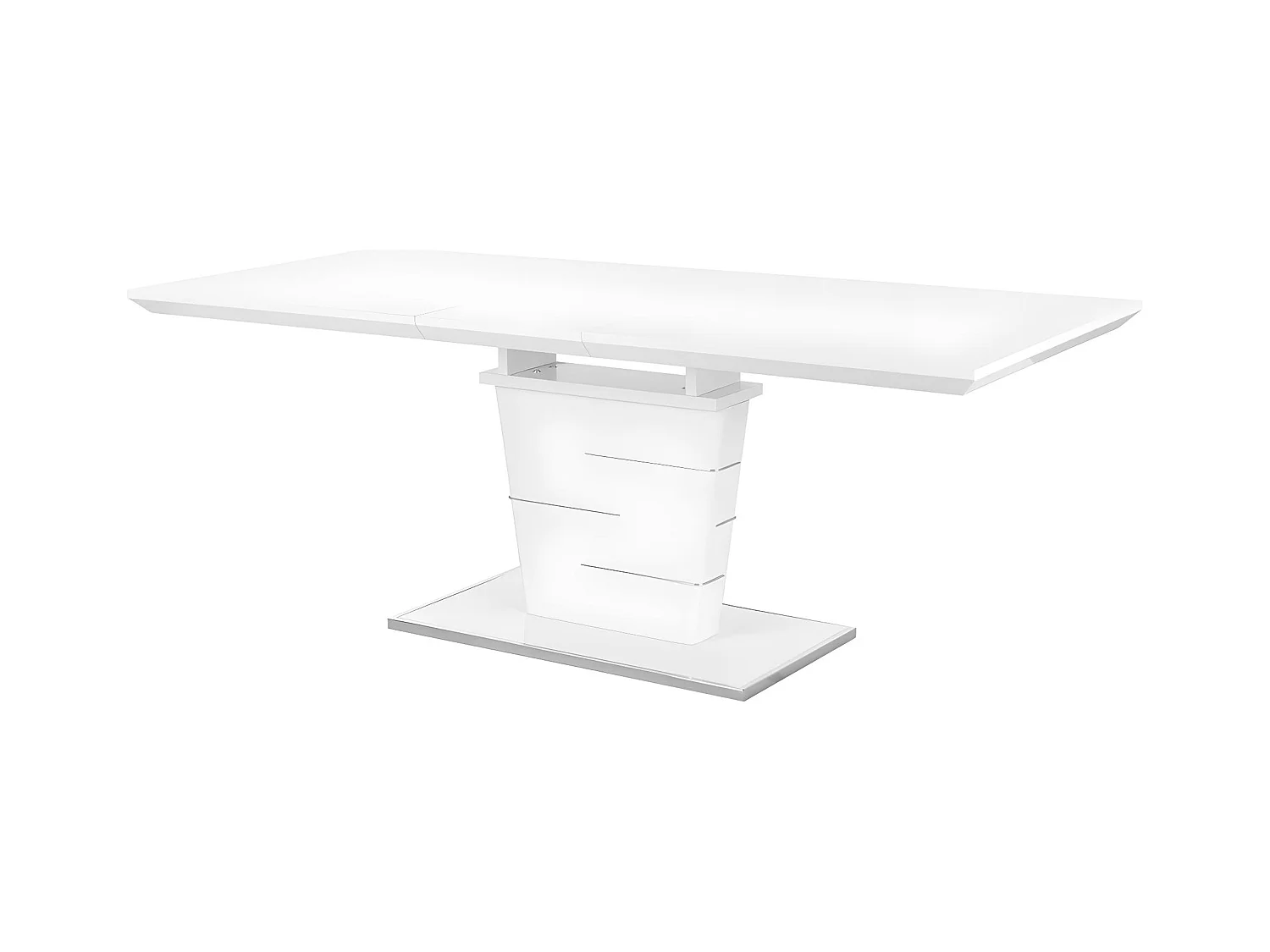 Table à manger extensible AMELLE - 6 à 8 personnes - MDF Laqué Blanc