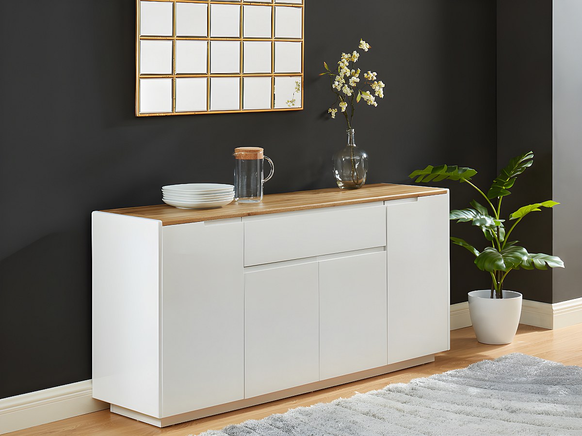 Credenza 4 ante e 1 cassetto MDF bianco laccato AMANI