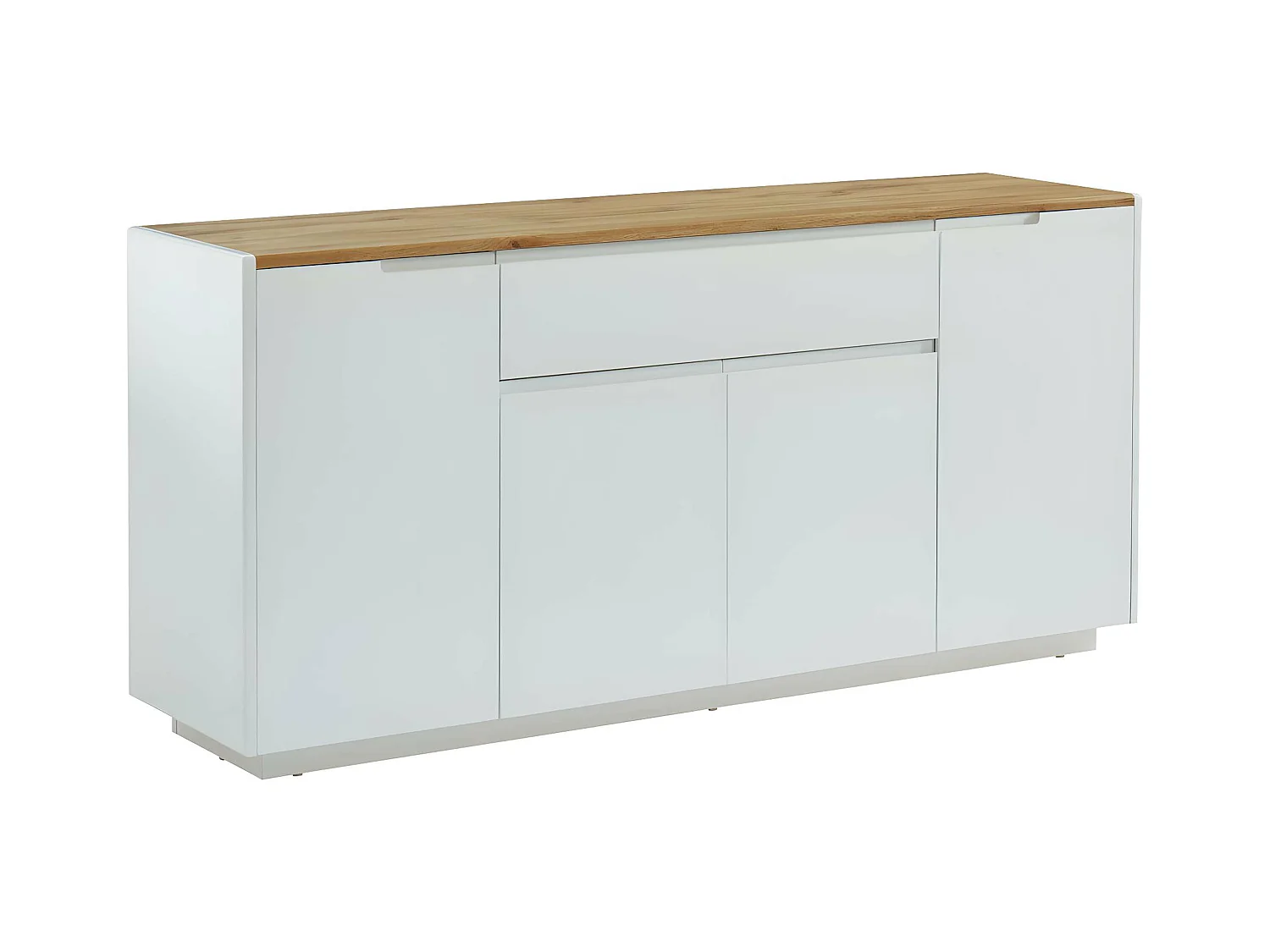 Buffet AMANI -  4 portes & 1 tiroir - MDF - Coloris: Blanc laqué et Chêne