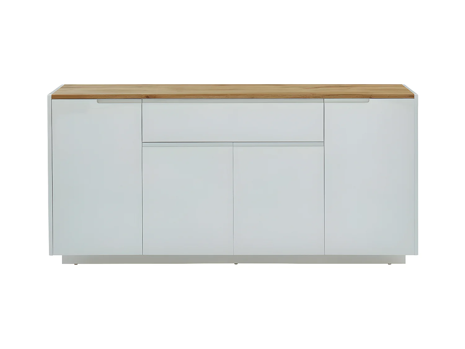 Aparador AMANI - 4 puertas y 1 cajón - MDF lacado blanco - Color: blanco y roble