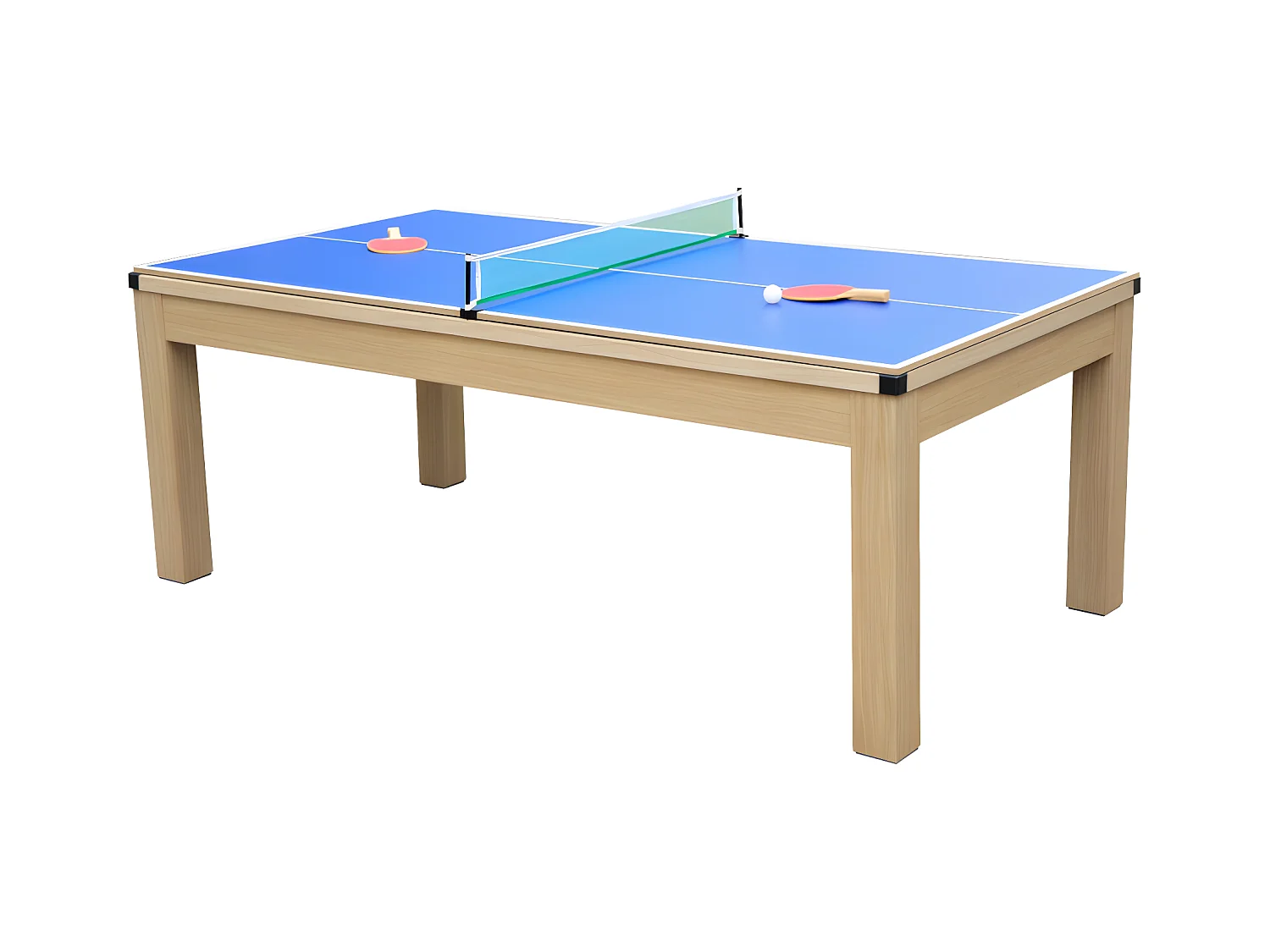Multifunktionstisch Billard & Tischtennis - 213 x 112 x 81,5 cm - Rot - BALTHAZAR