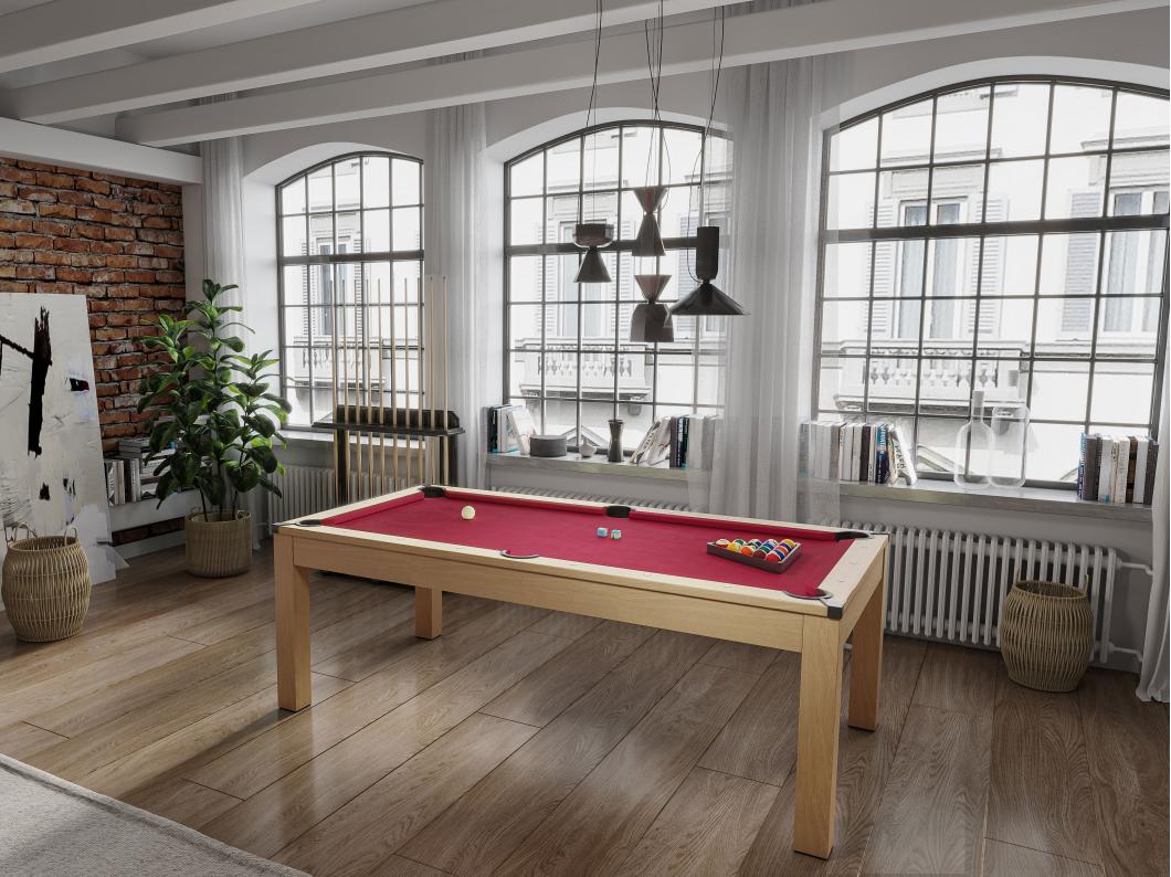 Mesa convertível - Mesa de bilhar e de ping pong BALTHAZAR - 213*112*81.5 cm - Vermelho
