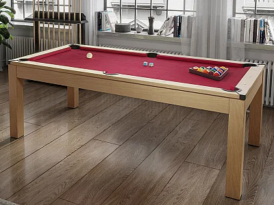 Tavolo trasformabile - Biliardo e Ping pong - 213x112x81,5cm - Rosso -  BALTHAZAR
