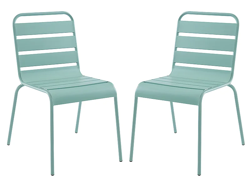 Set van 2 stapelbare metalen tuinstoelen MIRMANDE - Amandelgroen