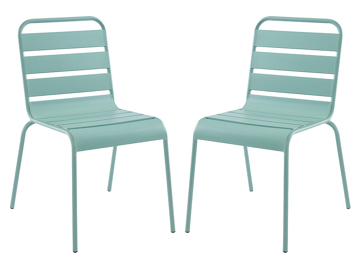 Lote 2 sillas jardín apilables MIRMANDE metal verde